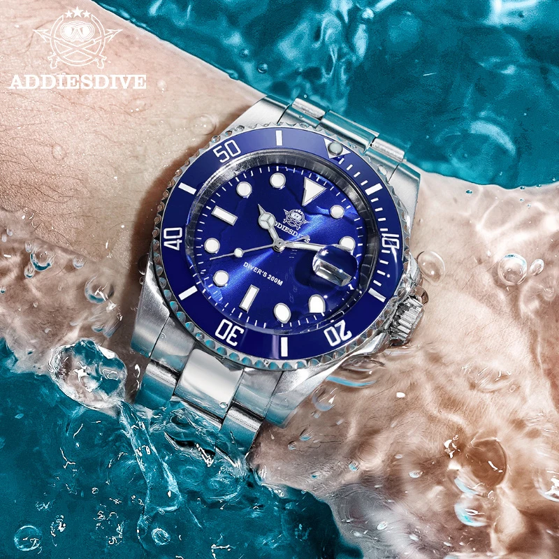 Reloj de Cuarzo Clásico ADDIESDIVE para Hombre, de Negocios y Ocio, Resistente al Agua 200m, Acero Inoxidable 316L, Deportivo, con Luz Nocturna, para Buceo