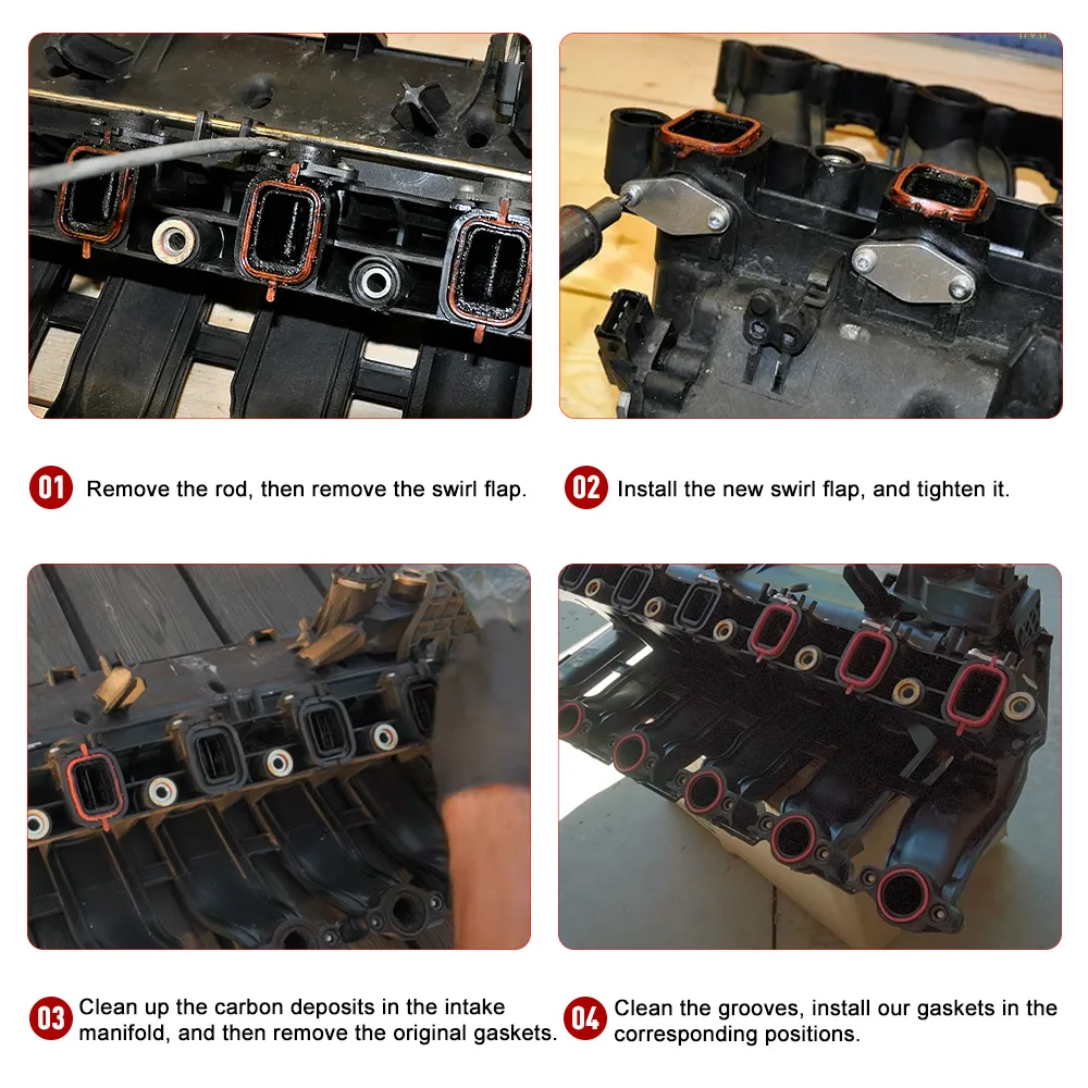 Placa de aleta de remolino y Junta de colector de entrada de admisión, sello para BMW M57 E39 E60 E46 E38 E53 E83 E65 E61 E65 E70 E71 E92 X5 X3 X6