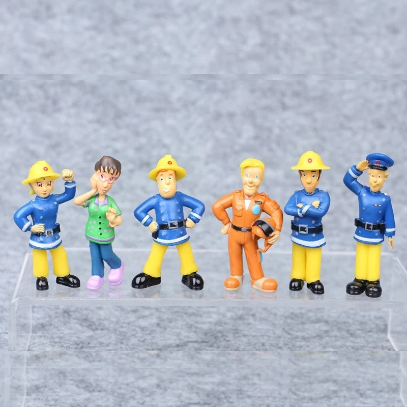 12 unids/set bombero Sam dibujos animados Anime figura de lucha contra incendios modelo PVC muñeca juguetes niño niña juguete para niños cumpleaños regalo de Navidad