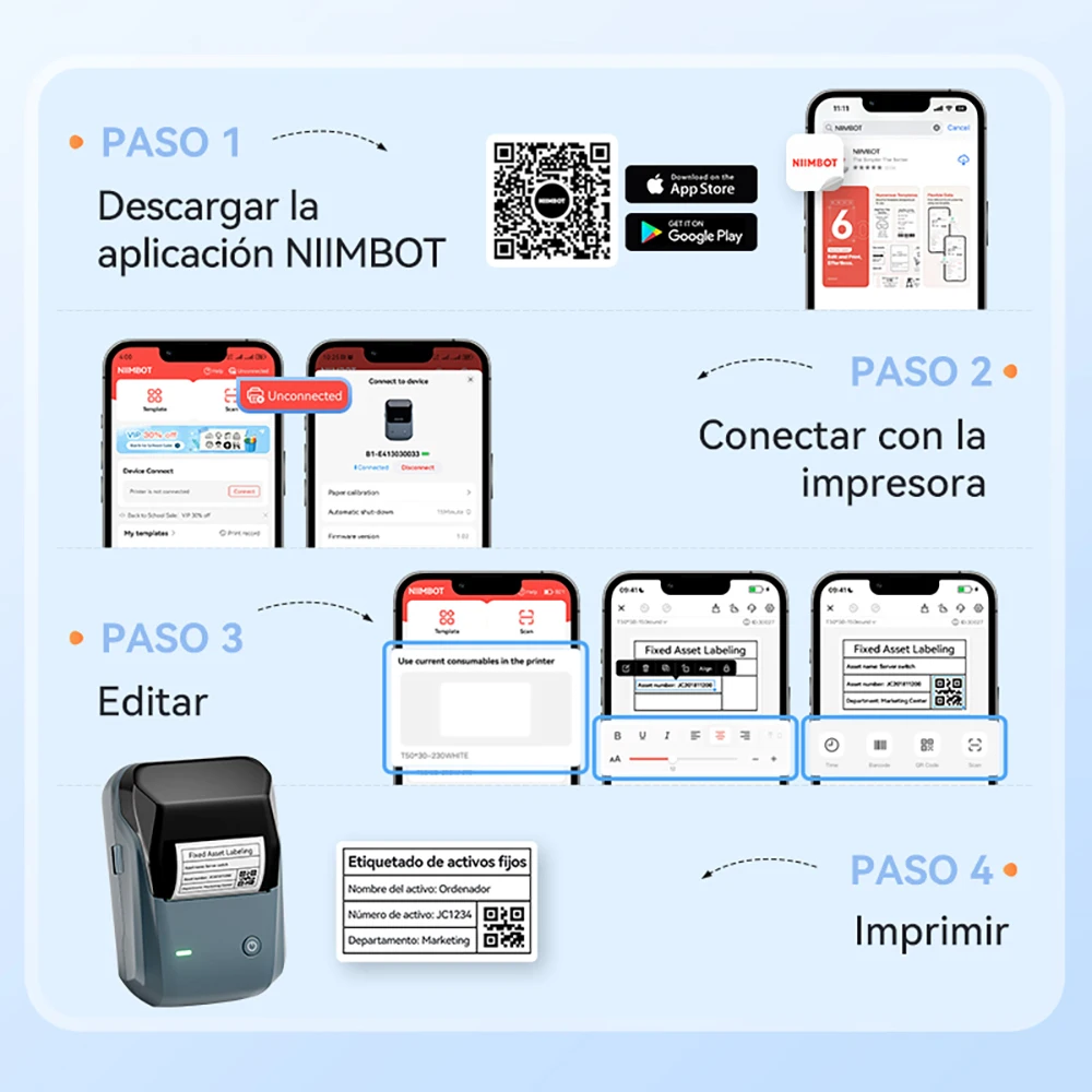 Niimbot-impresora de etiquetas térmica inalámbrica B1, precio de código de barras de etiquetas de alimentos, máquina de etiquetas de 20-50mm de ancho de impresión para el hogar