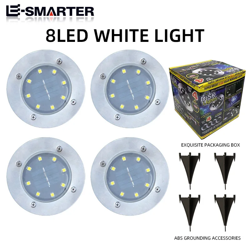 4 Uds. Lámpara de pie LED Solar 4LED/8LED luz de césped al aire libre lámparas subterráneas impermeables para decoración de césped jardín terraza patio