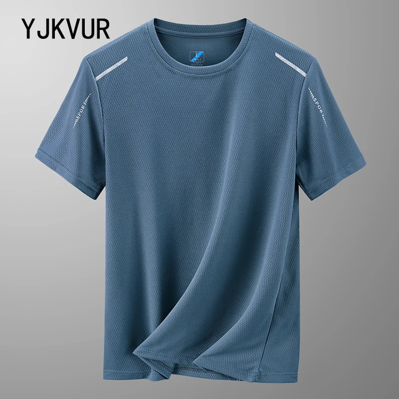YJKVUR 2026 Camisetas de Verano para Hombre de Secado Rápido, con Cuello Redondo, Transpirables, de Malla, para Atletismo, Running, Gimnasio, Entrenamiento, Manga Corta