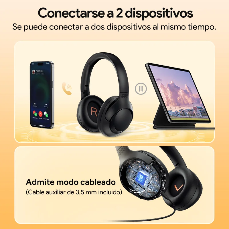 QCY-auriculares inalámbricos H3 ANC 43dB, cascos híbridos con cancelación activa de ruido, Bluetooth 5,4, Audio de alta resolución, 60H de tiempo de reproducción