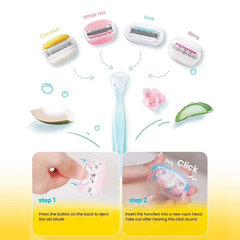 Gillette-cuchillas de afeitar Venus para mujer, 5 capas con barras de humedad, cuidado de la piel, afeitado suave, aroma de coco, cabezal de hoja de afeitar de repuesto