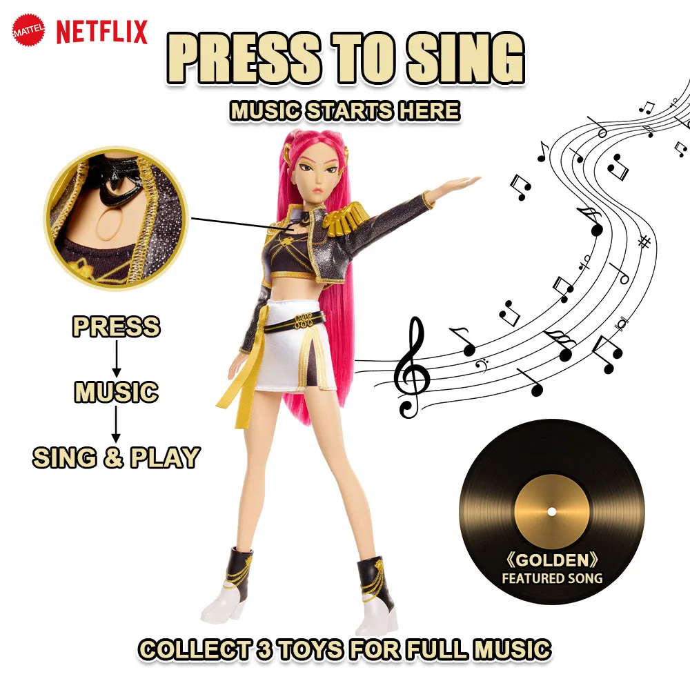Muñeca Original KPop Demon Hunters HUNTR/X Golden Singing de 11.5 Pulgadas, Muñeca de Moda Rumi Mira Zoey, Figura Musical, Juguete para Niñas, Regalo para Fans