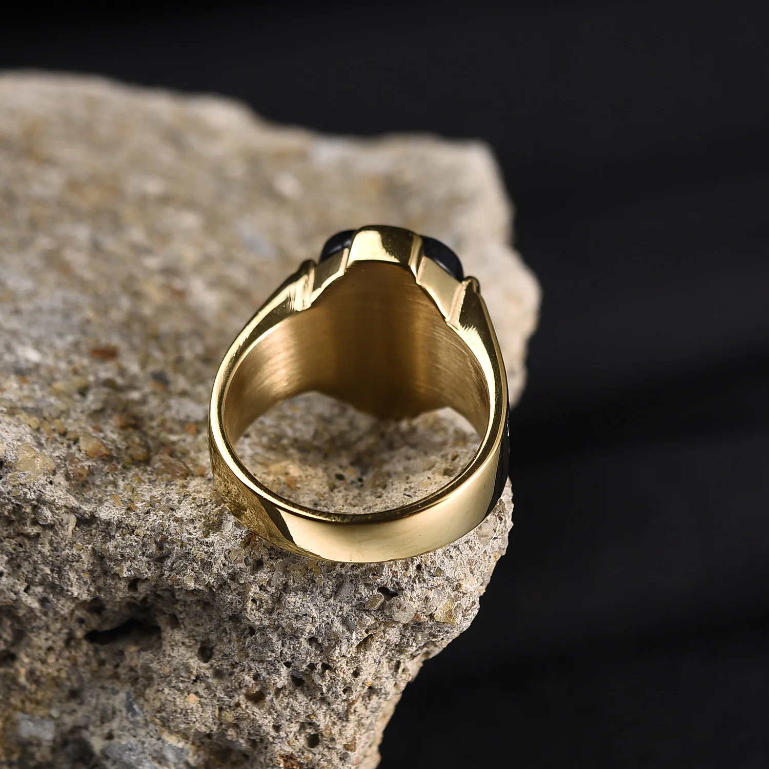 R3351g Anillo de joyería con piedras preciosas de acero inoxidable vintage de alta calidad para hombre