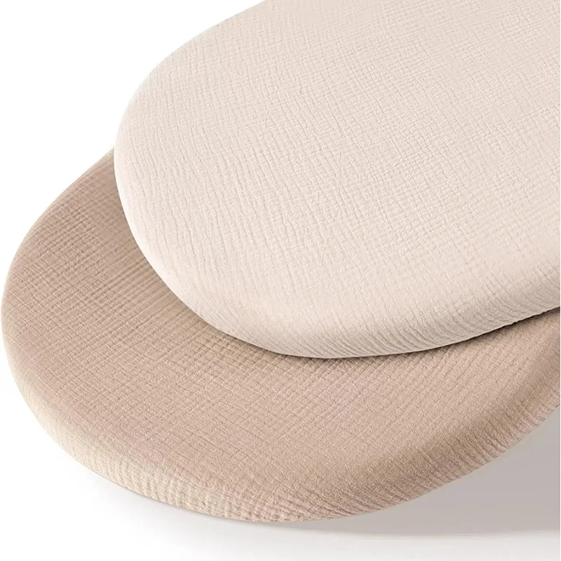 Juego de 2 sábanas de muselina de algodón para colchón tipo Moisés de tamaño estándar, funda de colchón para cunas de gasa para bebé de 33x17x4 pulgadas, Color sólido