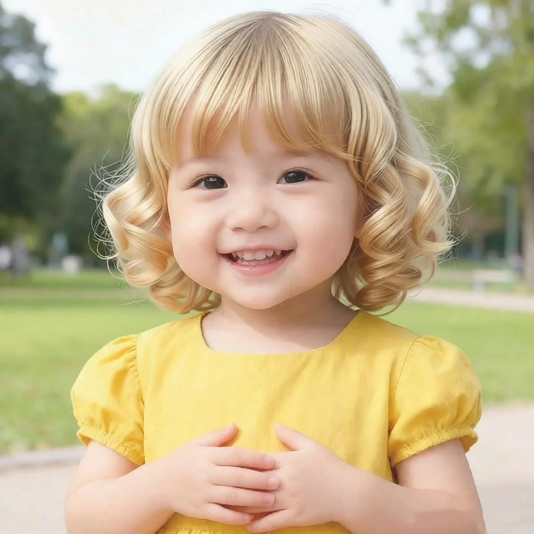 Peluca rubia rizada para bebé, accesorios para la cabeza para niños, corona para niña, accesorios para el cabello amarillo claro, accesorios para niños, adornos para la cabeza para niños