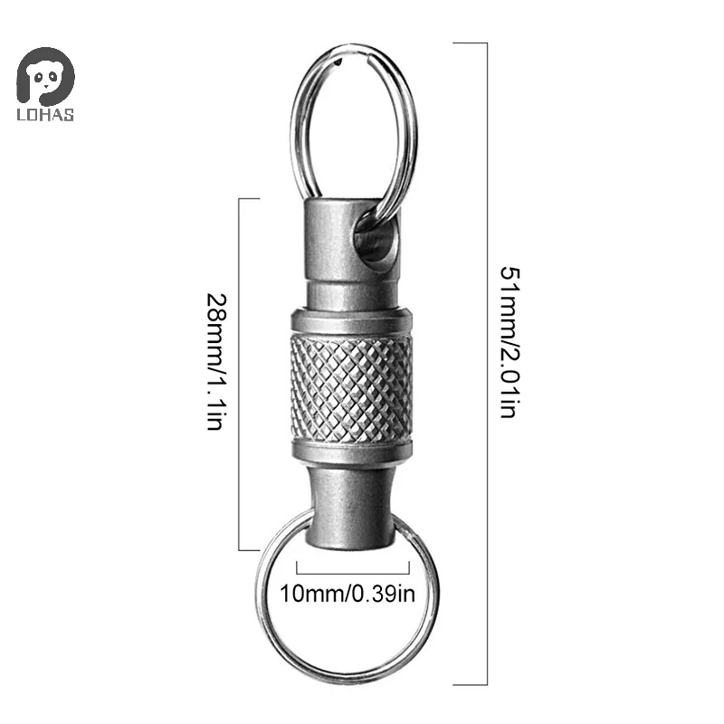 Llavero de aleación de titanio, soporte para llaves extraíble, rotación de 360 ​​grados, multifuncional, portátil, para cinturón, herramienta para exteriores, 1/2 unidad