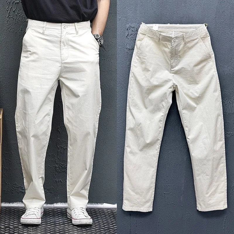 Nuevos pantalones clásicos de algodón puro de pierna recta para primavera/otoño, pantalones deportivos informales holgados de alta calidad para hombre, tallas 28-36