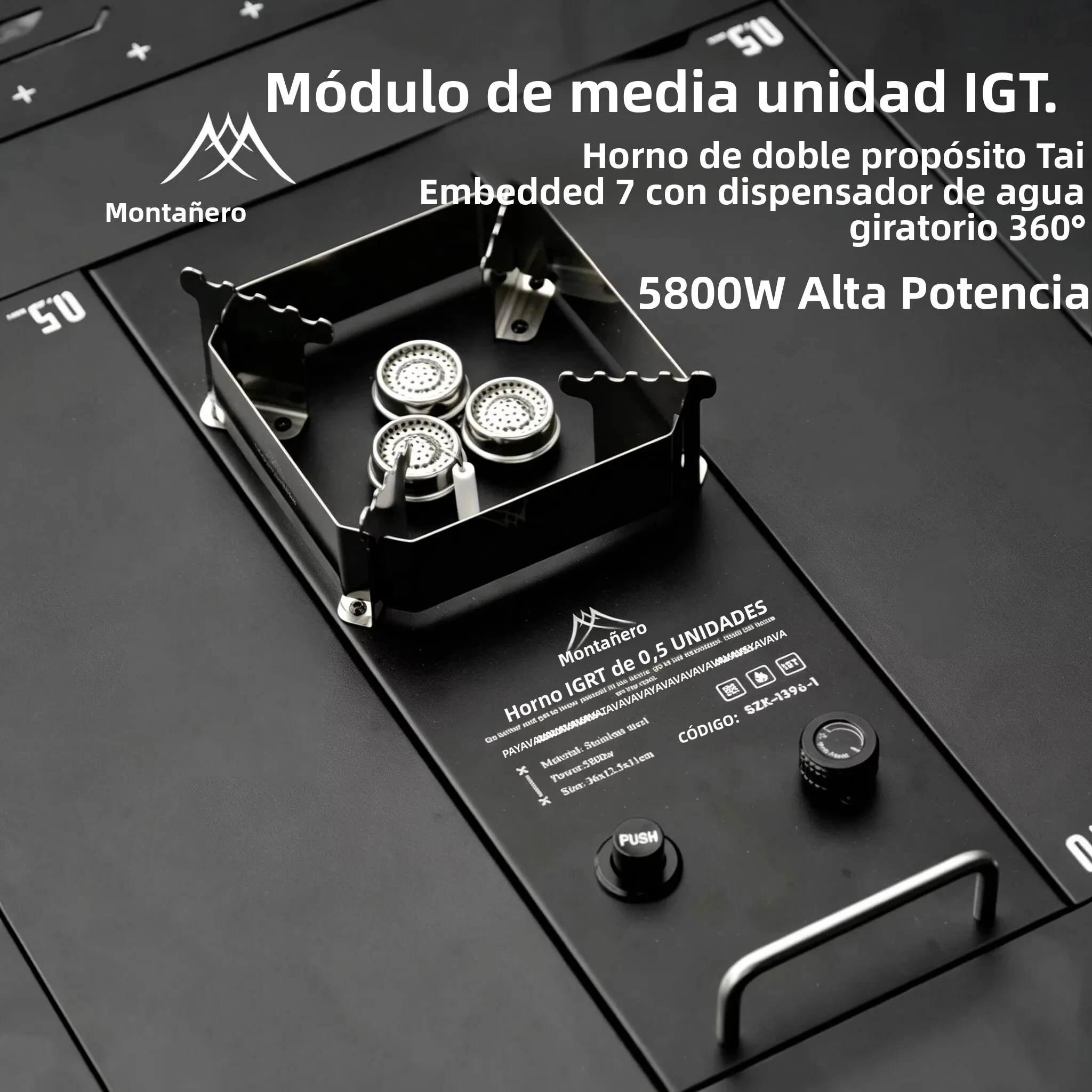Estufa de Gas IGT de Media Unidad, 5800W de Alta Potencia, Placa de Quemador IGT de Acero Inoxidable, Plegable, para Camping, Barbacoa, Estufa de Sobremesa