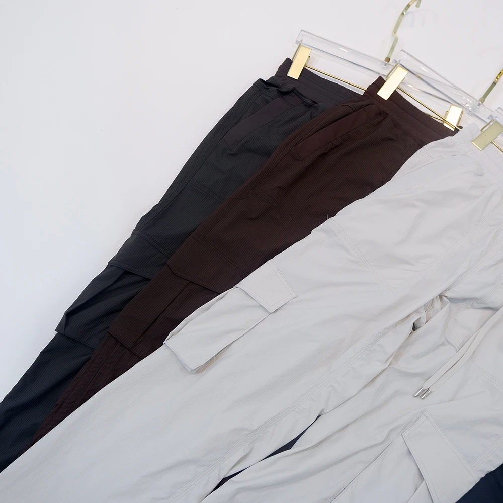 LULU FLORA Nuevos pantalones de trabajo, textura vertical, pantalones casuales de yoga de cintura media de pierna ancha de corte recto para mujer, secado rápido, cordón