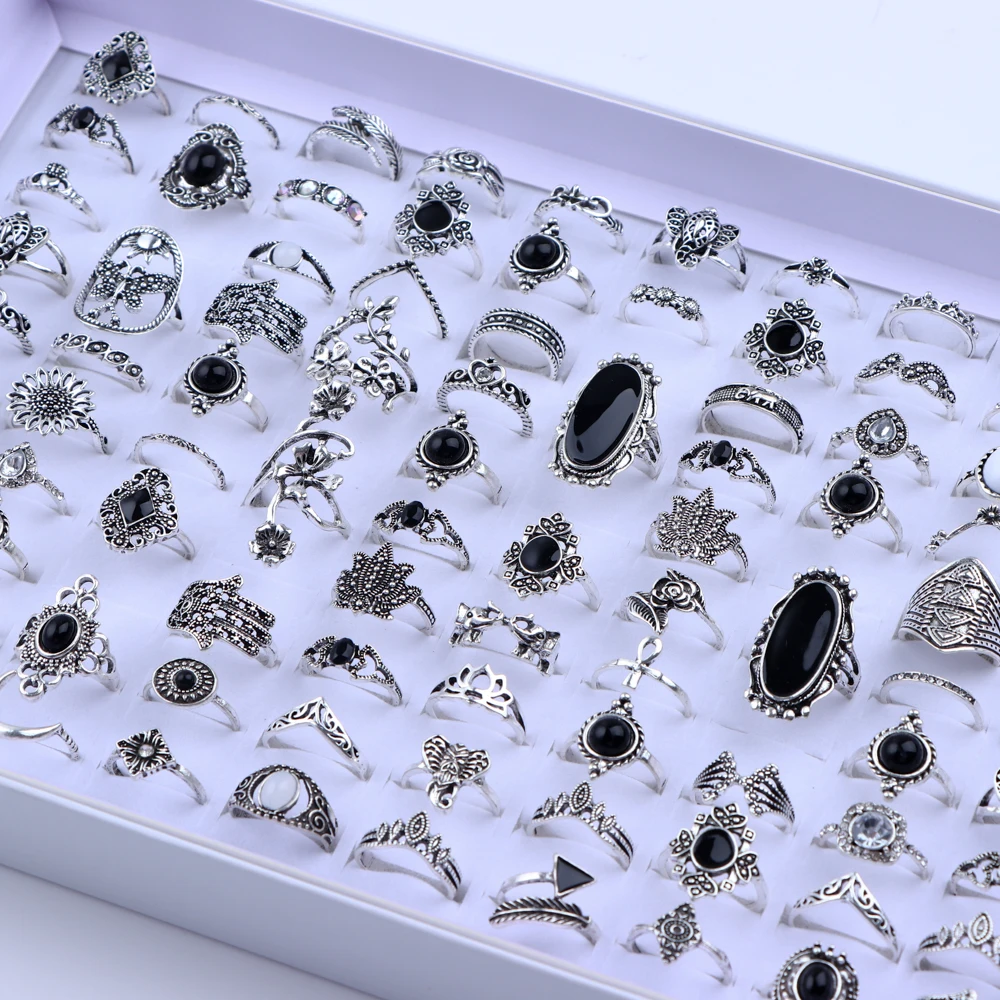 20/30 unids/lote Vintage Boho anillos turquesa de cristal moda mujer estilo de vacaciones Festival diario joyería decoración de fiesta regalos