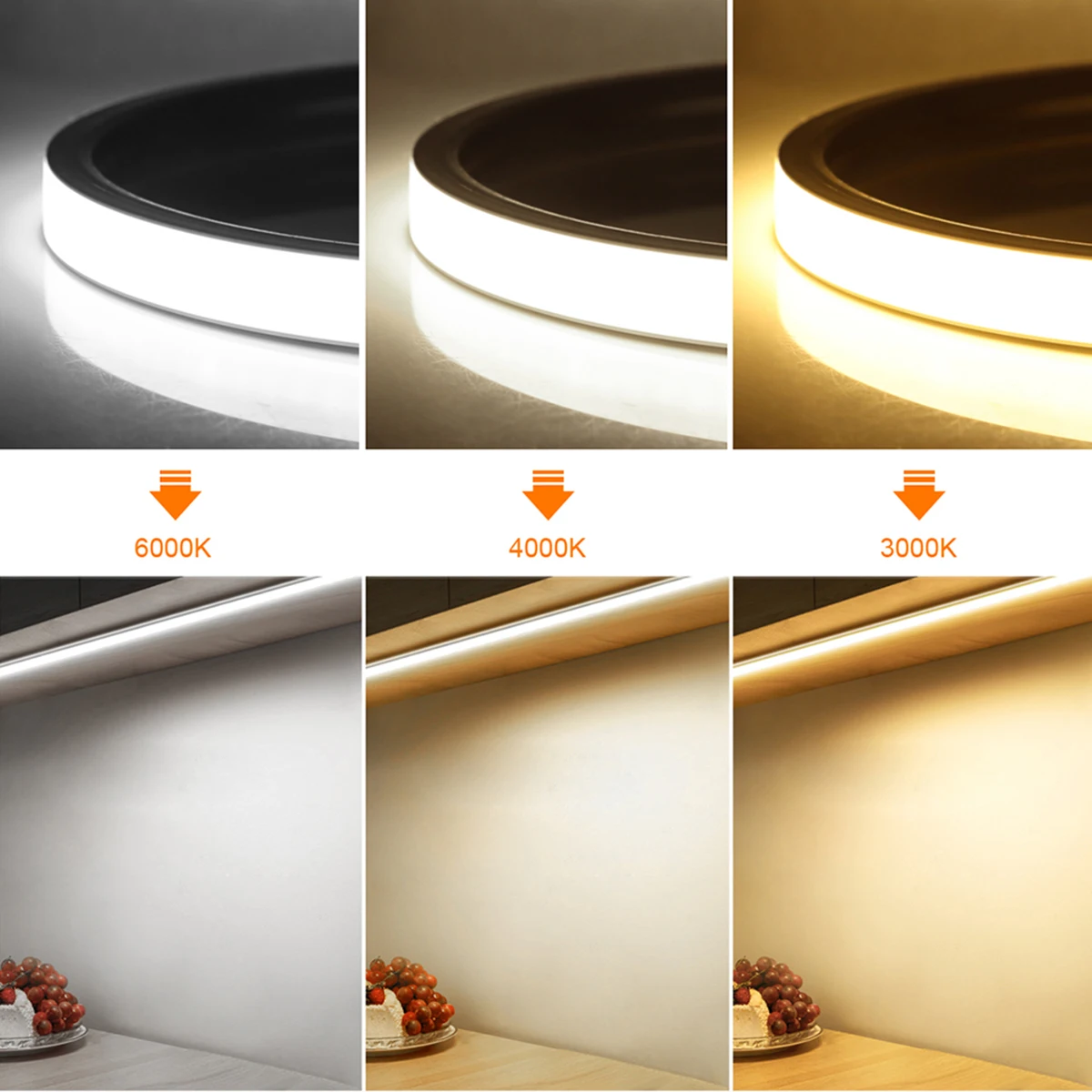 Sensor de movimiento PIR inteligente, tira de luces LED COB superbrillantes, luz de neón, encendido/apagado automático, 320leds/m, resistente al agua para cocina, escaleras, decoración de armario