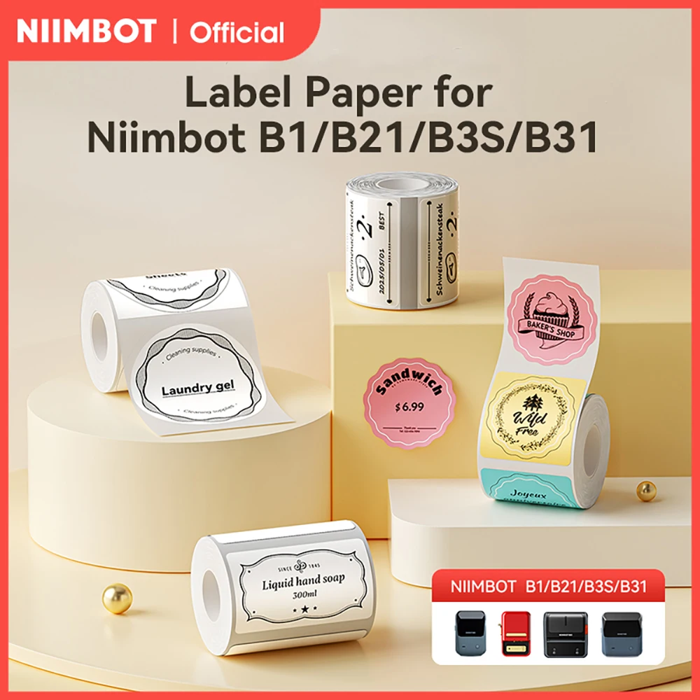 2 rollos NIIMBOT B1 B21 B3S etiquetas térmicas precio de ropa etiqueta autoadhesiva de alimentos impermeable Oficina bolsillo impresora papel de etiquetas