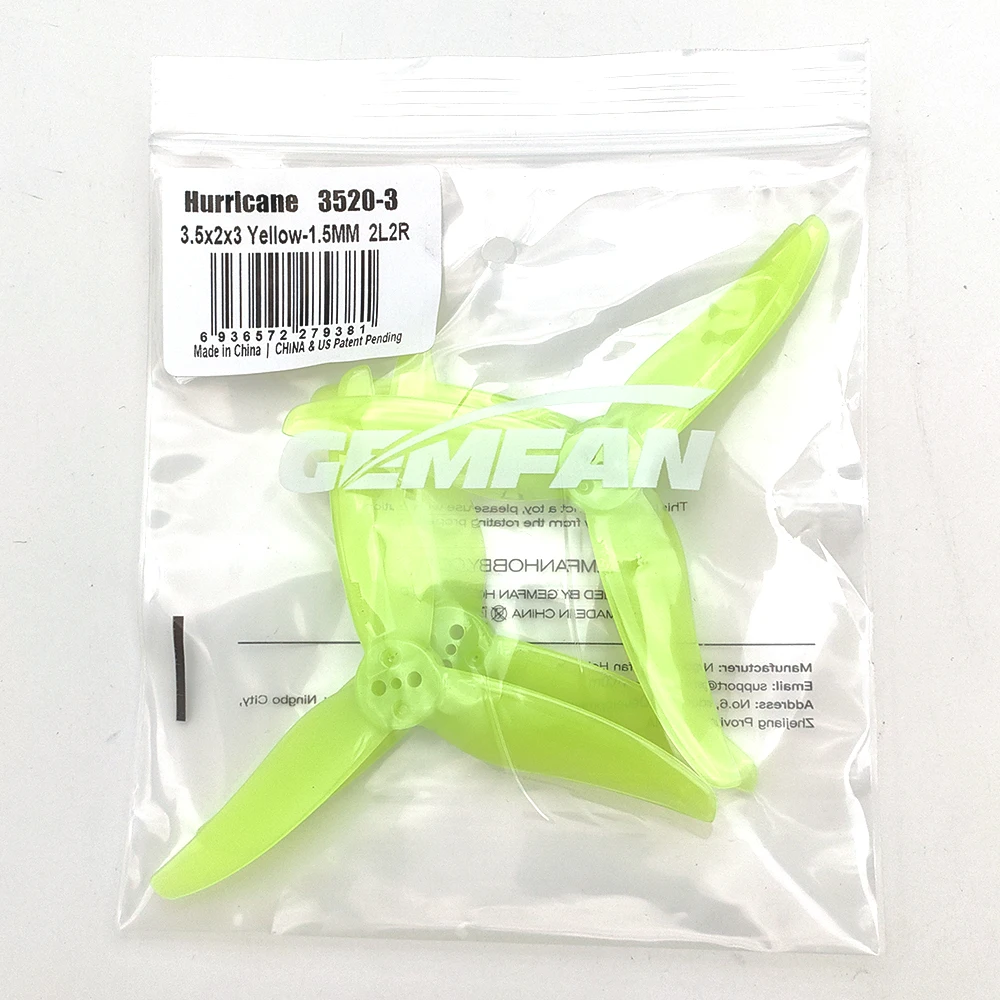 4 pares Gemfan Hurricane 3520 3.5X2X3 3,5 pulgadas 3 aspas CW CCW PC hélice para RC FPV Control remoto piezas de Drones de carreras DIY