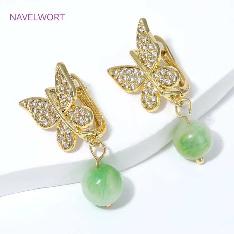 Ganchos para Pendientes en Forma de Abanico con Baño de Oro de 18K, Fijaciones de Latón para Pendientes, Cierres para Pendientes, Materiales para Joyería DIY
