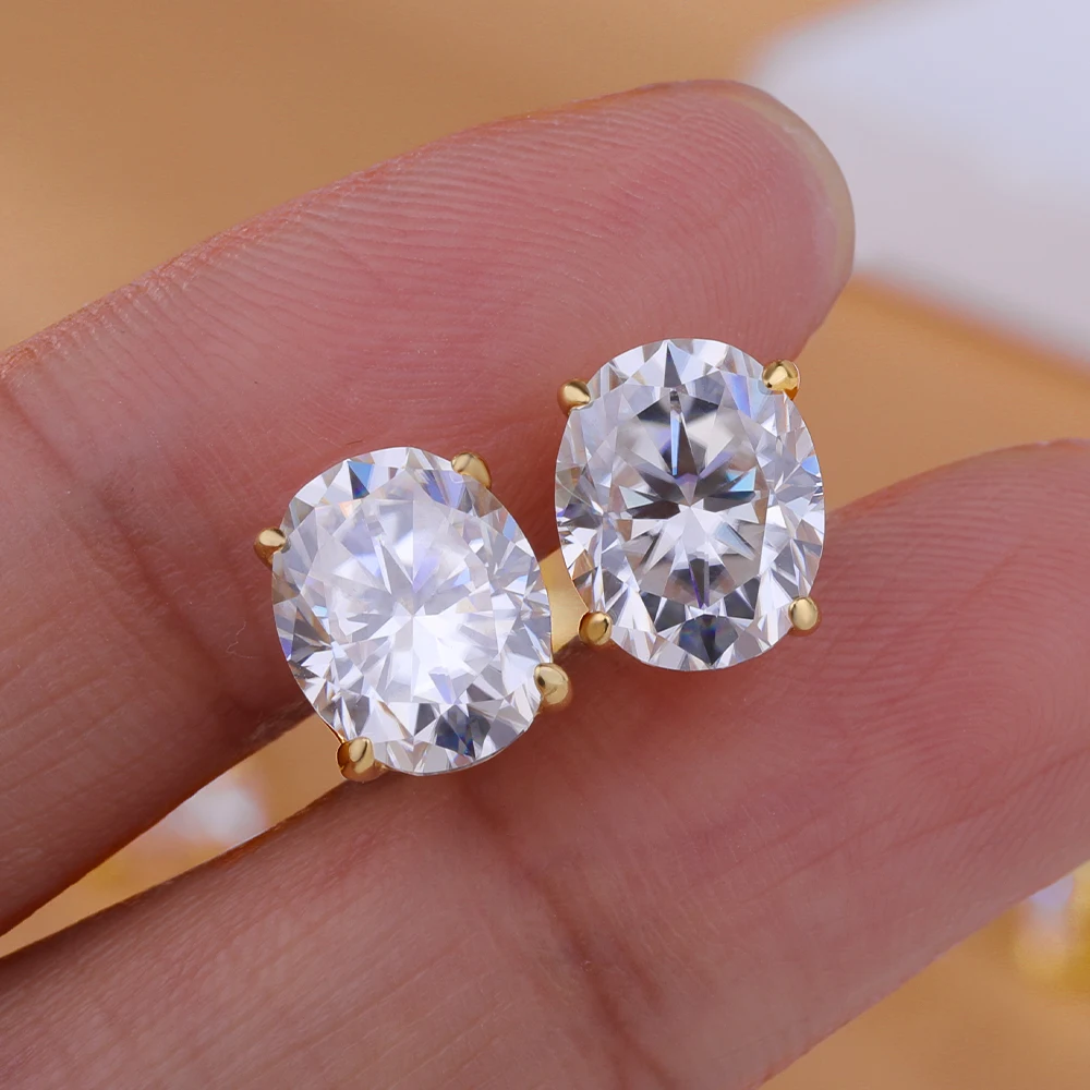 Pendientes de Moissanita Ovalada de 0.5-5ct para Mujer, Color D, Diamante Brillante, Plata de Ley 925, Joyería para Fiesta, Regalos