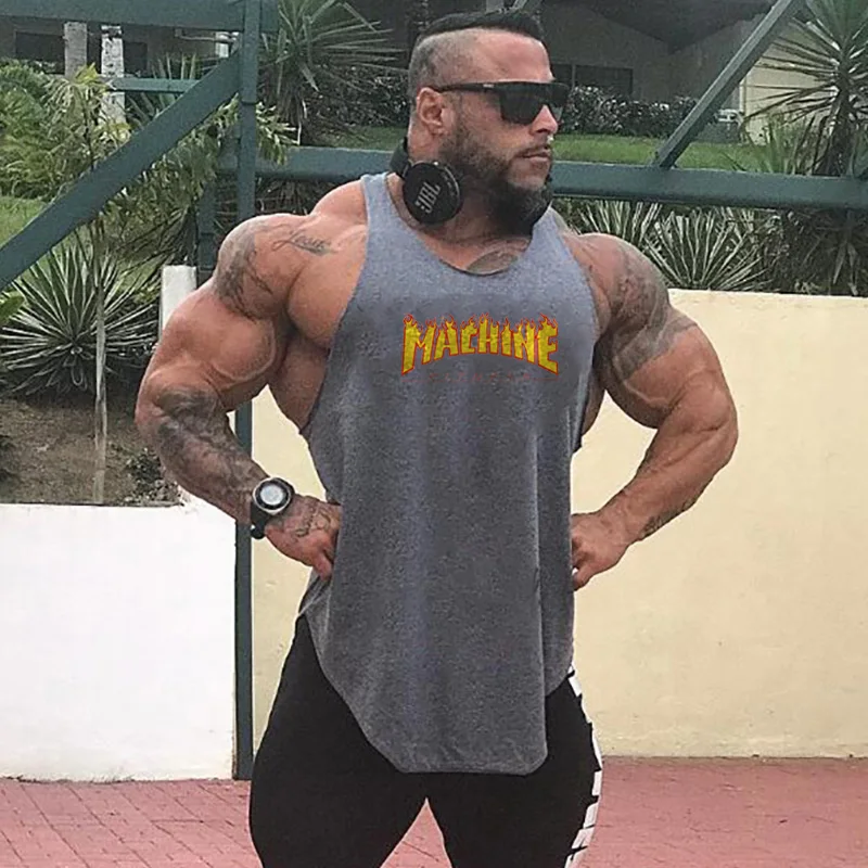 Camisetas musculosas de Fitness para hombre, camiseta holgada informal de Hip Hop sin mangas, ropa transpirable de algodón, camisetas sin mangas deportivas para culturismo y gimnasio