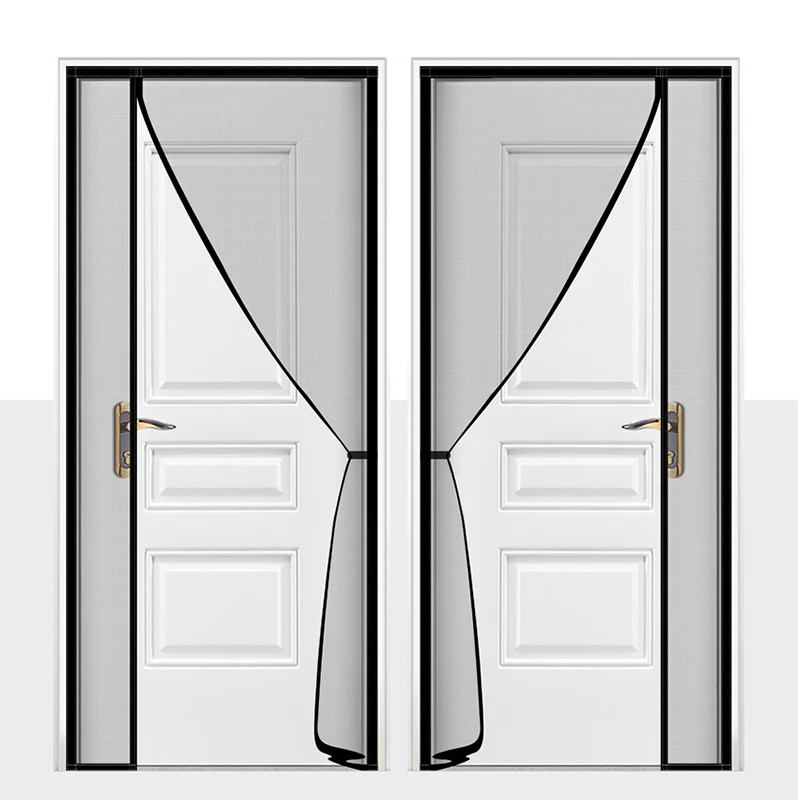 DTGJ-mosquitera con pantalla de puerta magnética abierta lateral, cortina de tamaño personalizado, malla Invisible antimosquitos para interiores de verano