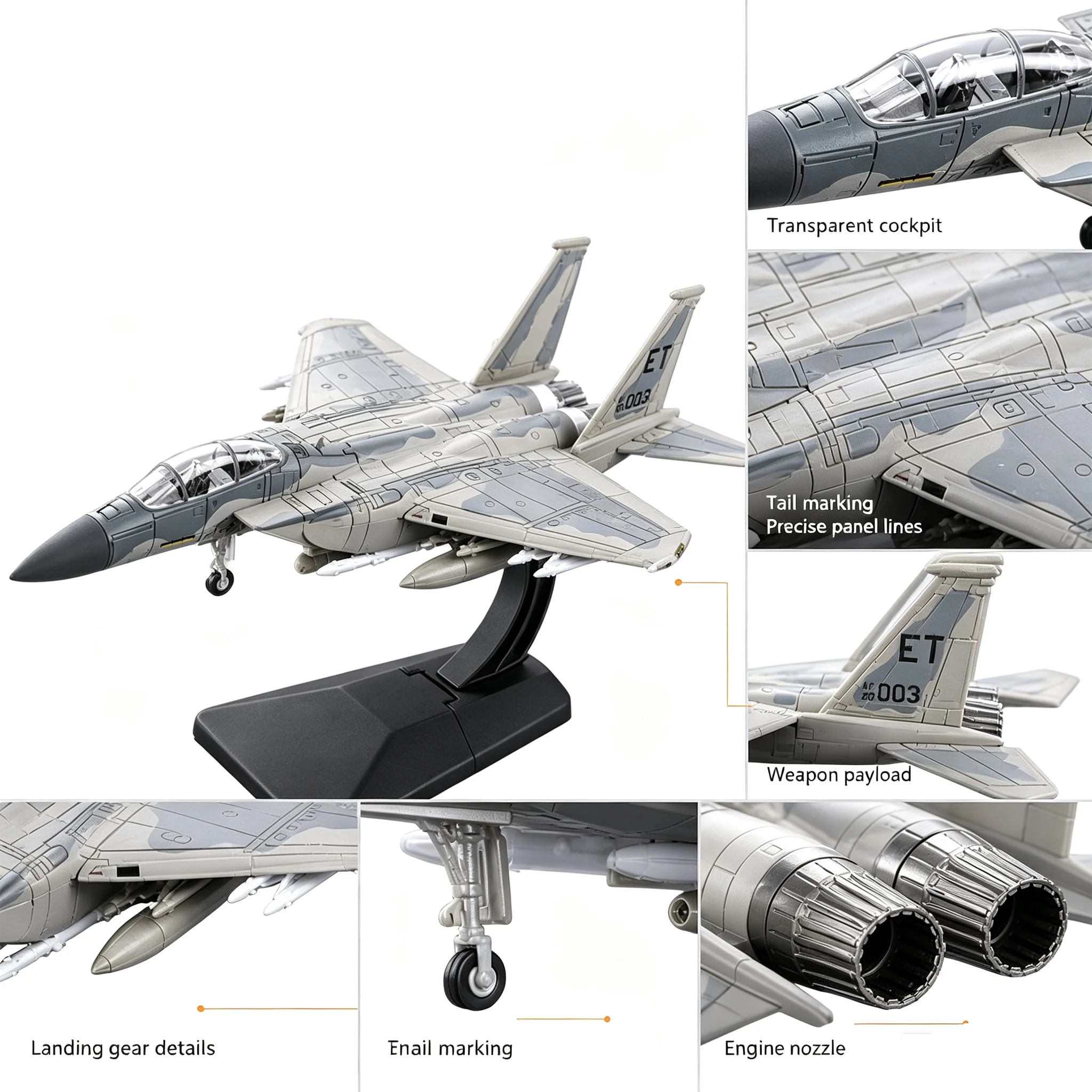 Modelo de Avión de Combate a Escala 1:72, de Plástico, Ensamblaje Rápido, Réplica de Aviones F-15 Eagle y J-10, Colección de Aviones Militares para Exhibición
