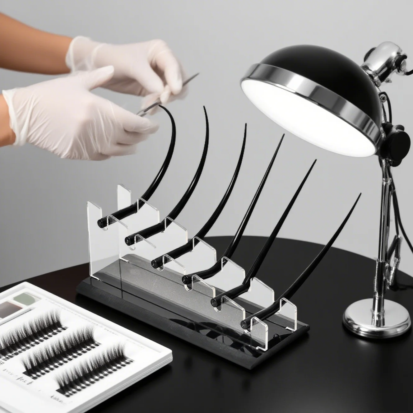 Paquete de 9 Soportes para Exhibición de Extensiones de Pestañas, Modelo de Demostración de Pestañas Rizadas para Salón, Herramienta Profesional de Maquillaje y Entrenamiento de Belleza