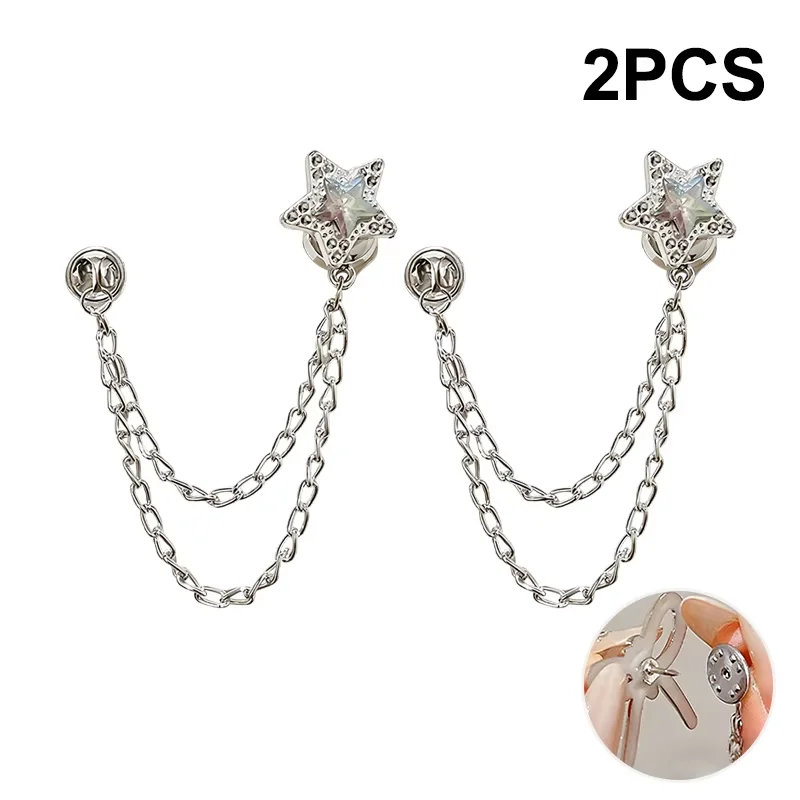 Broche magnético de cadena para cintura, con perlas, lazo y estrella, pin para dobladillo de camiseta, cierre para puños de pantalón, accesorios decorativos para ropa diaria de mujer