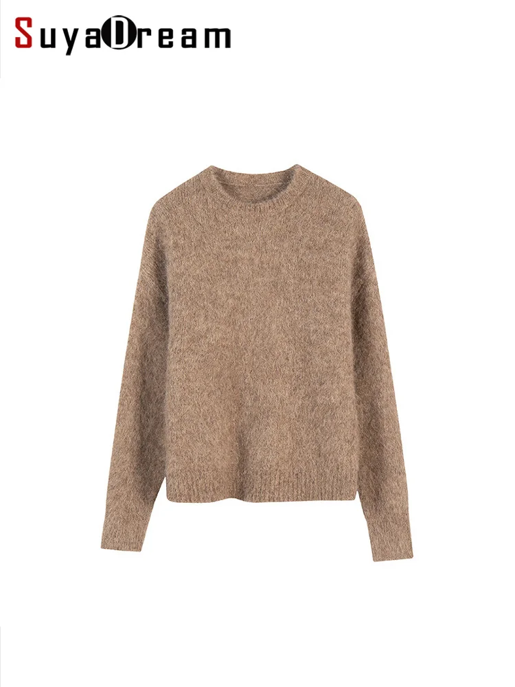 SuyaDream Suéteres Cálidos de Alpaca para Mujer, Suéteres Holgados con Mangas Caídas, Suéter de Punto de Lana Cepillada, Top Otoño Invierno 2026