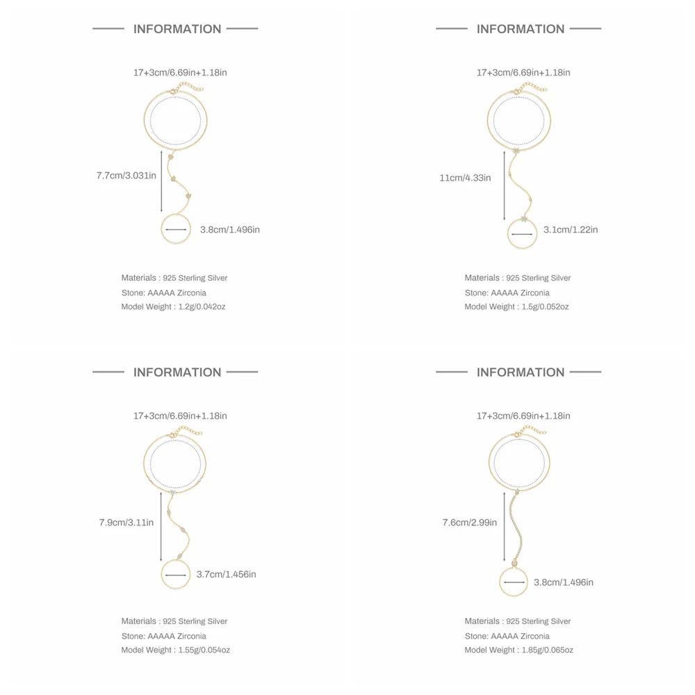 ROXI-pulsera de circón de corazón/estrella de Plata de Ley 925 con diseño de dedo para mujer, accesorios de cadena de mano, regalo de joyas de fiesta