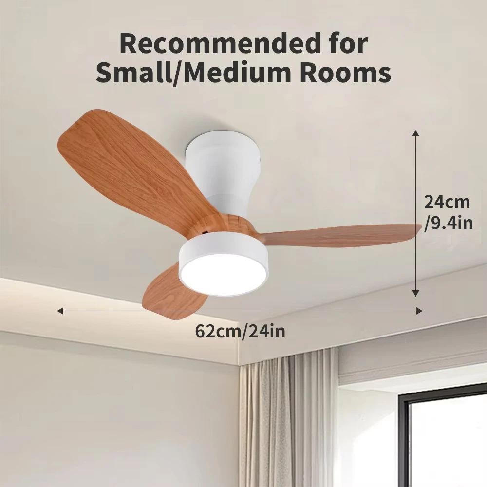 Pequeño ventilador de techo LED moderno, motor de CC, luz colgante con atenuación remota para sala de estar, dormitorio, comedor, ventilador eléctrico