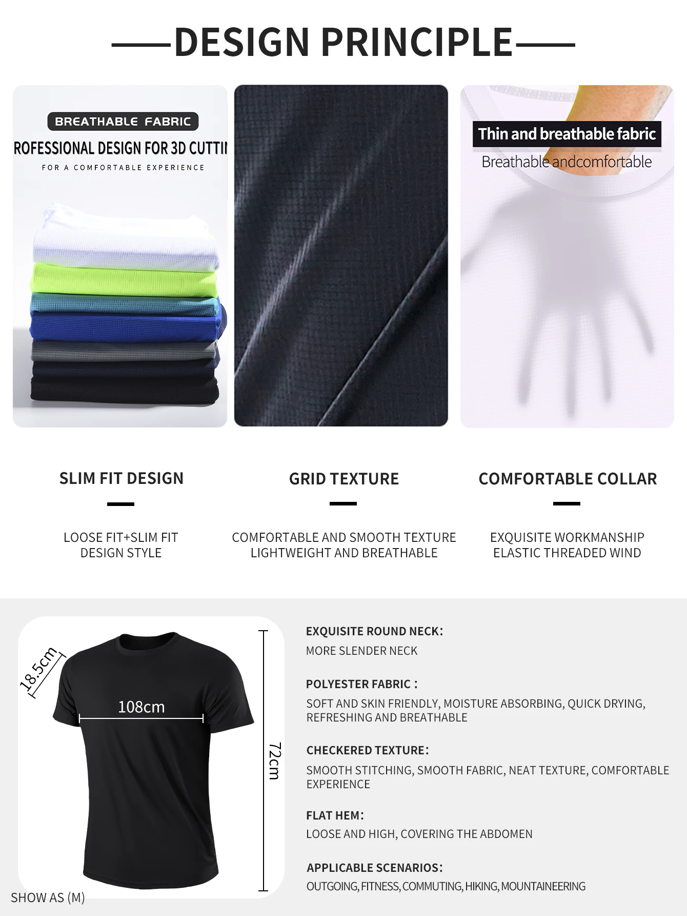 Ropa deportiva deportiva para hombre, camiseta informal con cuello redondo, sección delgada, secado rápido, transpirable, ciclismo, correr, manga corta, verano