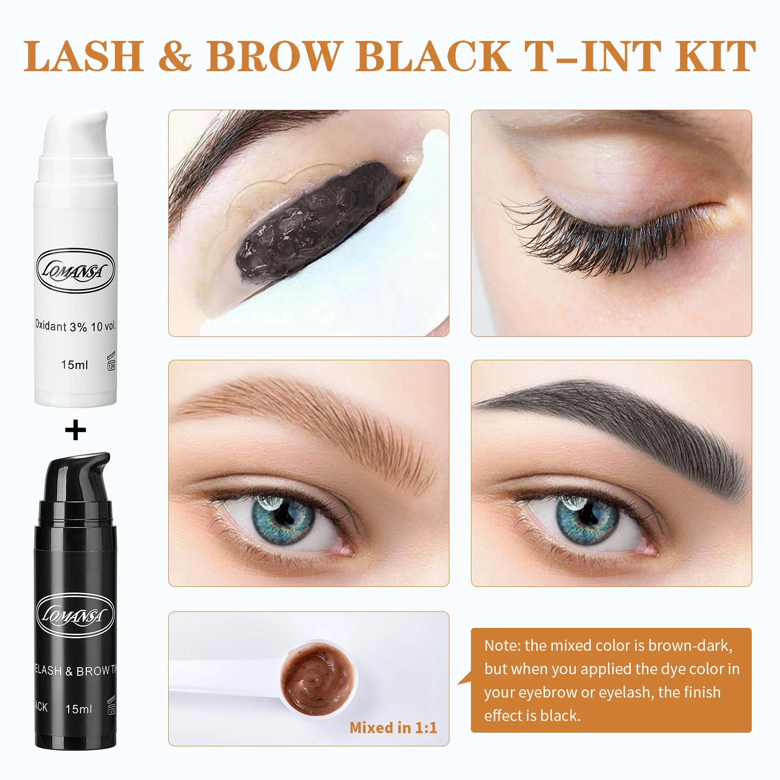 Lomansa-Kit de tinte y levantamiento de pestañas 4 en 1, Kit de laminación de cejas de elevación de pestañas instantánea y completa, tinte rápido de cejas y herramientas de maquillaje voluminosas