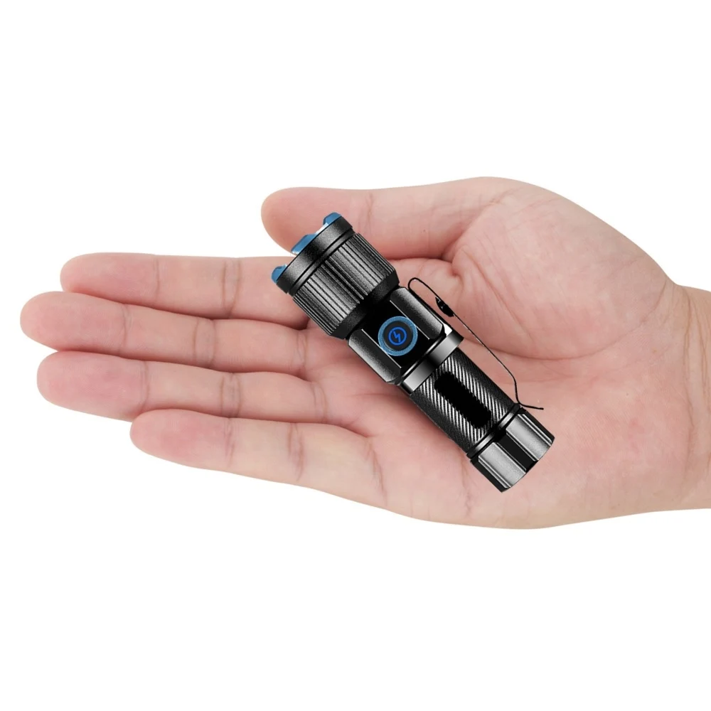 Zoom luz de haz blanco Mini linterna de larga distancia tipo C Usb recargable antorcha de bolsillo portátil hogar al aire libre batería 16340