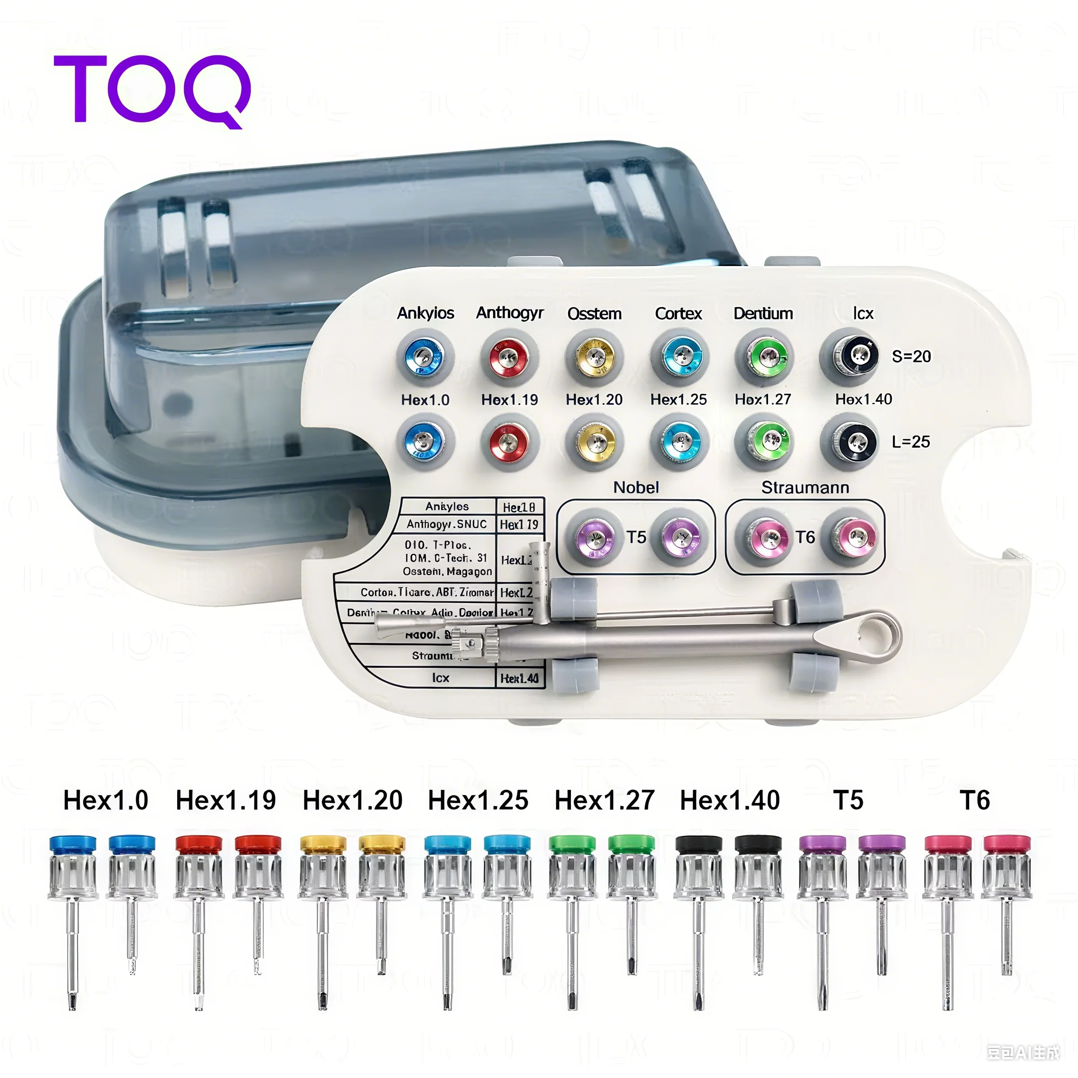 Llave dinamométrica Universal para implante Dental, destornillador, llave dinamométrica colorida, Kit de prótesis de trinquete, instrumento Dental