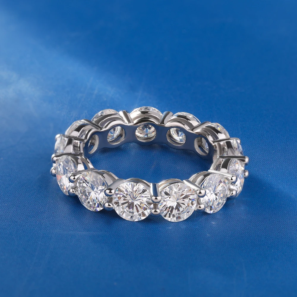 Anillo de fila de moissanita de Color D de 5mm, anillos de boda de Plata de Ley 925 con diamantes para mujer, joyería fina certificada, regalo Houtros