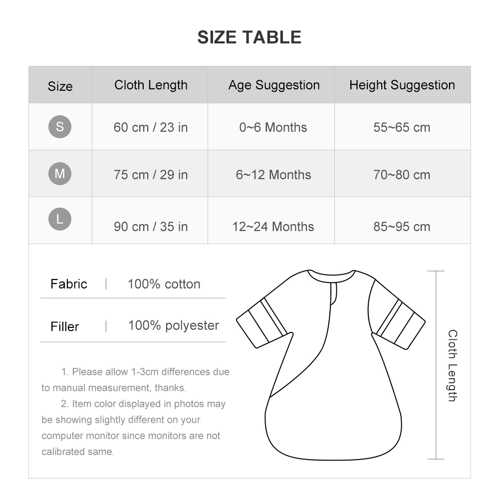 Saco de dormir para bebés de 0 a 24 meses, saco de dormir de invierno más grueso, mangas extraíbles, manta antipatadas para evitar el frío para bebés, 3,5