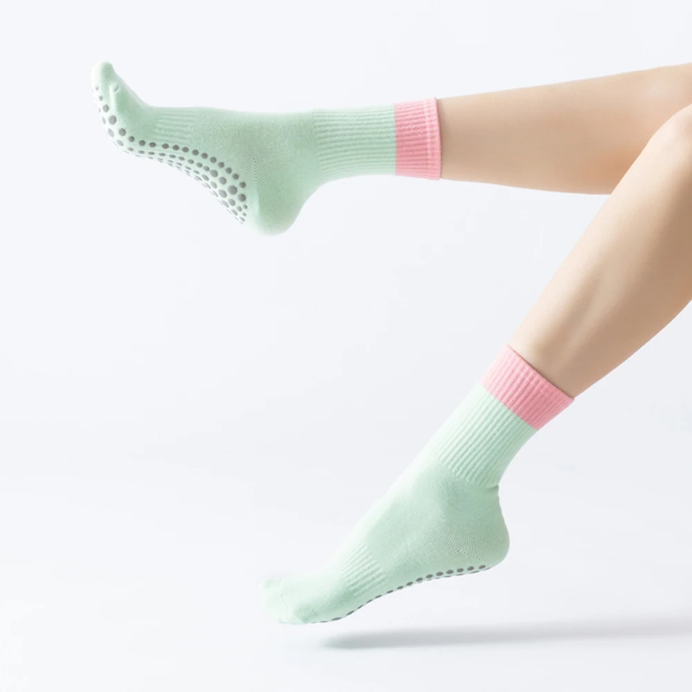 Calcetines de yoga para mujer, medias de algodón antideslizantes para Pilates, deportes, Zumba, ejercicios aeróbicos, fitness, Color a la moda