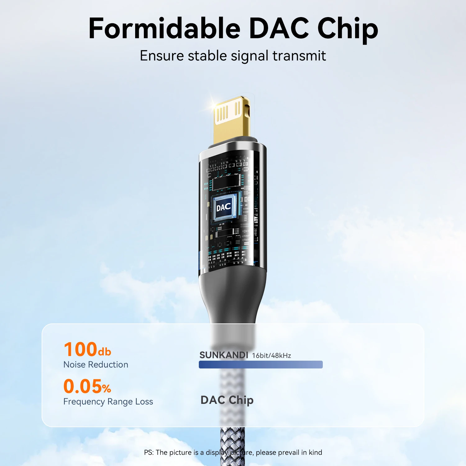 Adaptador SUNKANDI Lightning a Conector de Auriculares de 3.5 mm para iPhone, Adaptador con Chip DAC, Cable de Audio para iPhone 14 13 12 11 X XS 8 7