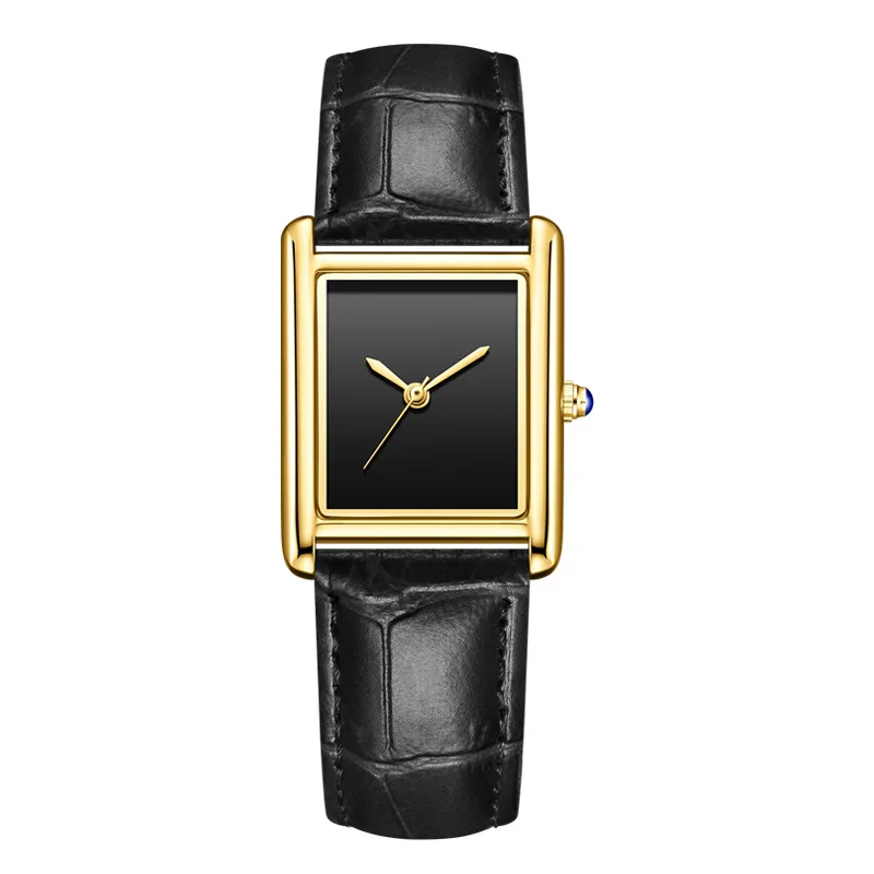 Relojes de Pulsera de Cuarzo para Hombre y Mujer, Diseño Cuadrado Simple, Estilo Ejecutivo, Correa de Cuero, Resistentes al Agua, para Parejas
