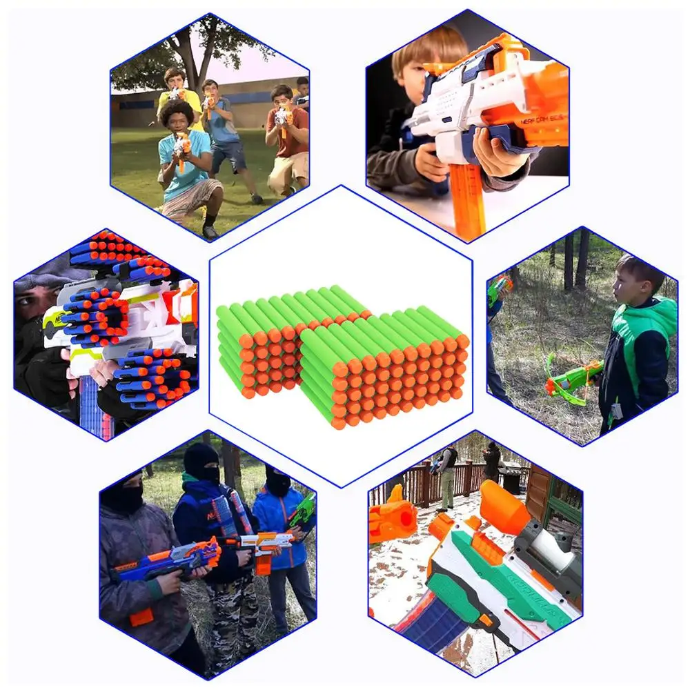 Dardos de cabeza redonda para niños, balas de pistola de juguete para Nerf n-strike Blasters, 7,2 cm, 100 piezas