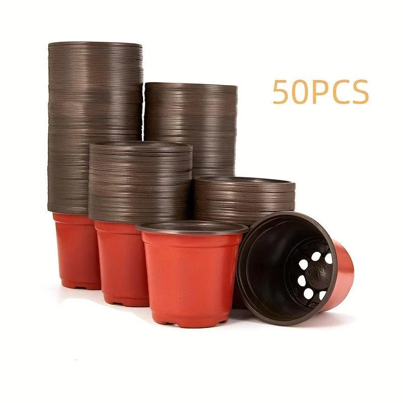 Paquete de 50 macetas para vivero estilo Americana: contenedores versátiles para plántulas interiores/exteriores, duraderos y decorativos