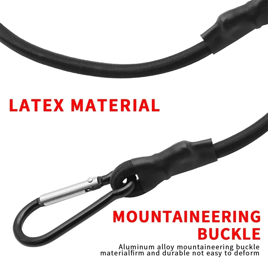 Cuerdas elásticas de 6 mm de grosor con ganchos de mosquetón metálicos, cuerdas elásticas de 30/60/90/120/150 cm para bicicleta, equipaje de coche y portaequipajes de techo