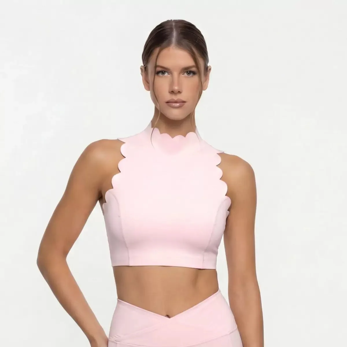 FUBEIKE, Top deportivo para mujer, cuello colgante, cuello en V, sujetador de Yoga, encaje, correa gruesa para el hombro, belleza en la espalda, chándal para mujer, correr y Fitness