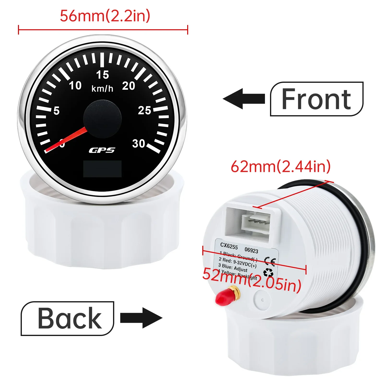 Velocímetro GPS HD de 52MM, 30/60/80/120/200 Km/h, medidor de velocidad para barco, coche y camión, retroiluminación de 7 colores con antena GPS de 9-32V