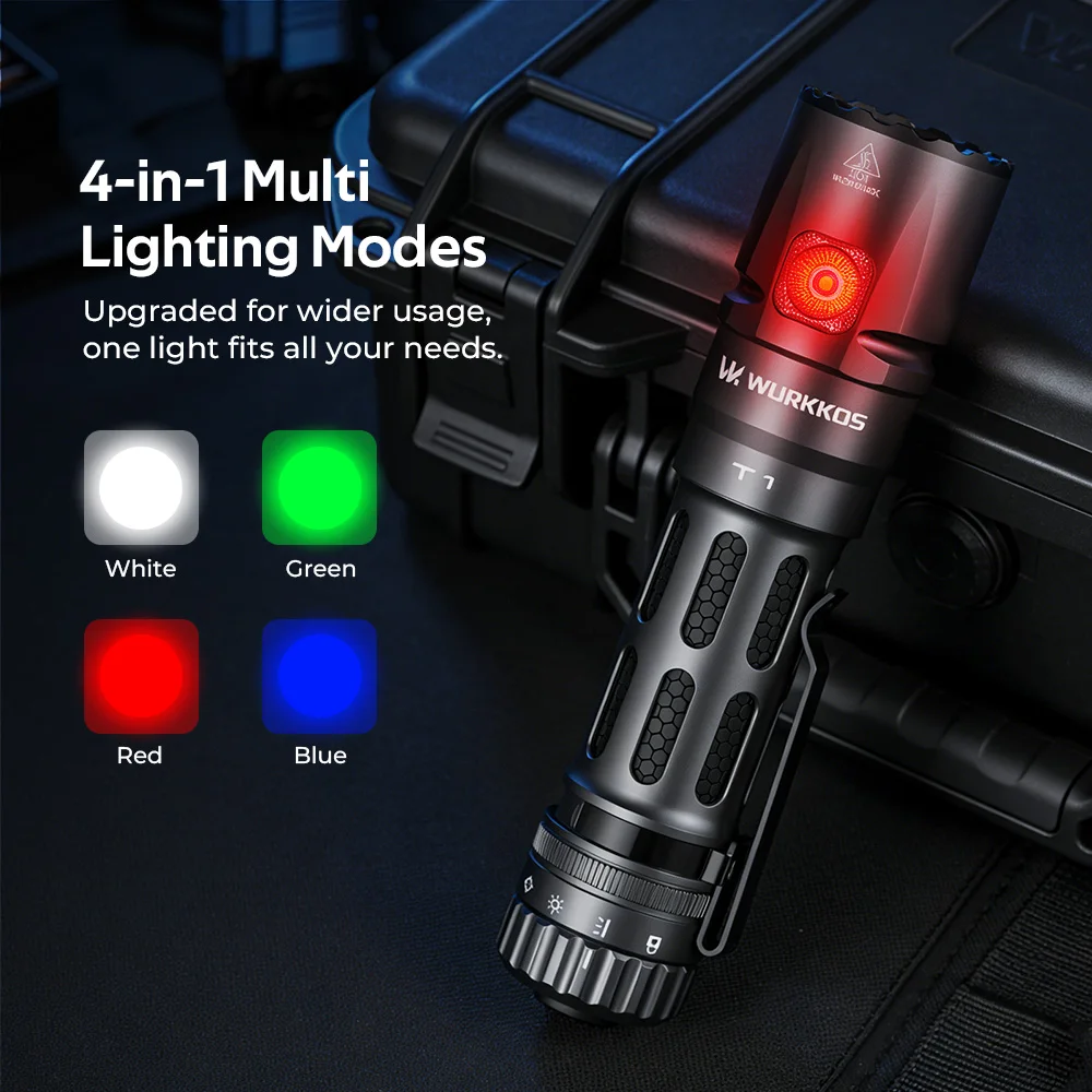 Linterna Táctica LED Wurkkos T1 5500Lm 4 Modos de Iluminación con Clip para Bolígrafo, Resistente al Agua, Recargable por USB, Luz Portátil de Alta Potencia