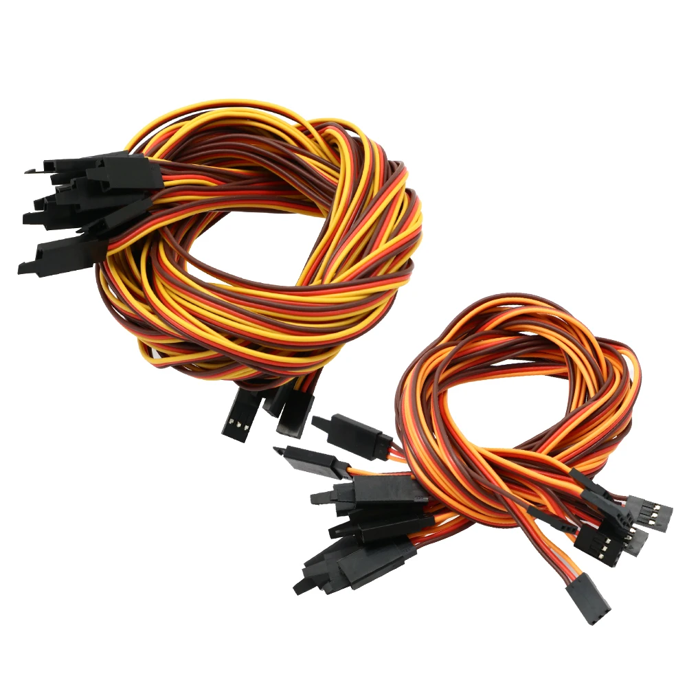 10 piezas de cable de extensión para servo de 60 núcleos, antideslizante, de 100 / 150 / 200 / 300 / 500 / 1000 mm, para RC Futaba JR, macho a hembra.