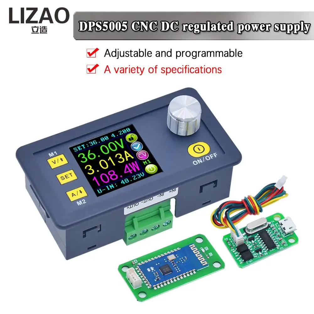 Módulo de Fuente de Alimentación Reductora de Voltaje DC-DC LIZAO DPS5005 50V 5A, Convertidor Regulado Ajustable con Pantalla de Voltímetro y Comunicación