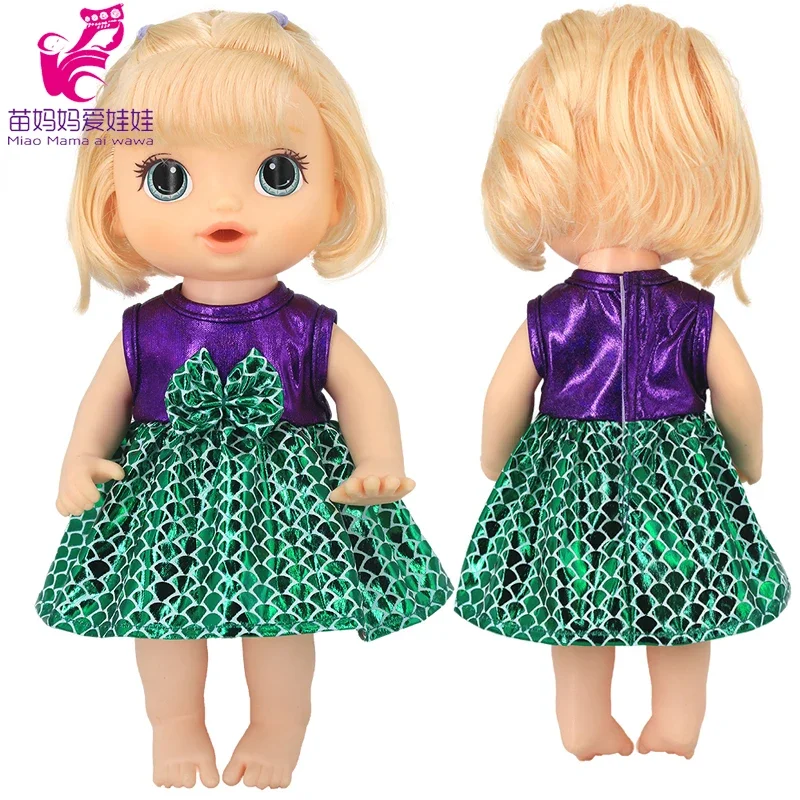 Vestido de muñecas para bebés de 30 Cm, vestido de lentejuelas verdes de verano, ropa de juguetes para bebés de 12 ", regalos de Navidad para niñas
