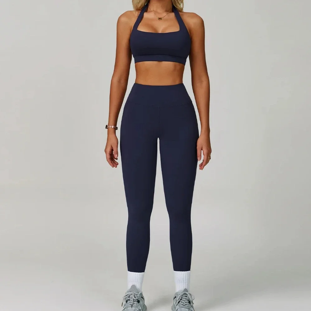 Conjuntos de 2 uds de chándal para mujer, ropa deportiva, conjuntos de Yoga, ropa deportiva, sujetador de entrenamiento, conjunto de mallas de cintura alta, ropa de gimnasio, trajes deportivos