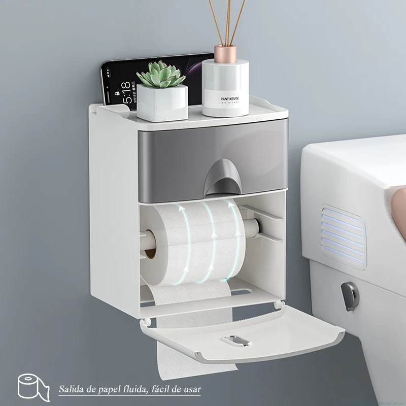 MENGNI soporte de papel higiénico de alta calidad, caja de almacenamiento de pañuelos impermeable, organizador de rollo de inodoro de montaje en pared, juegos de accesorios de baño